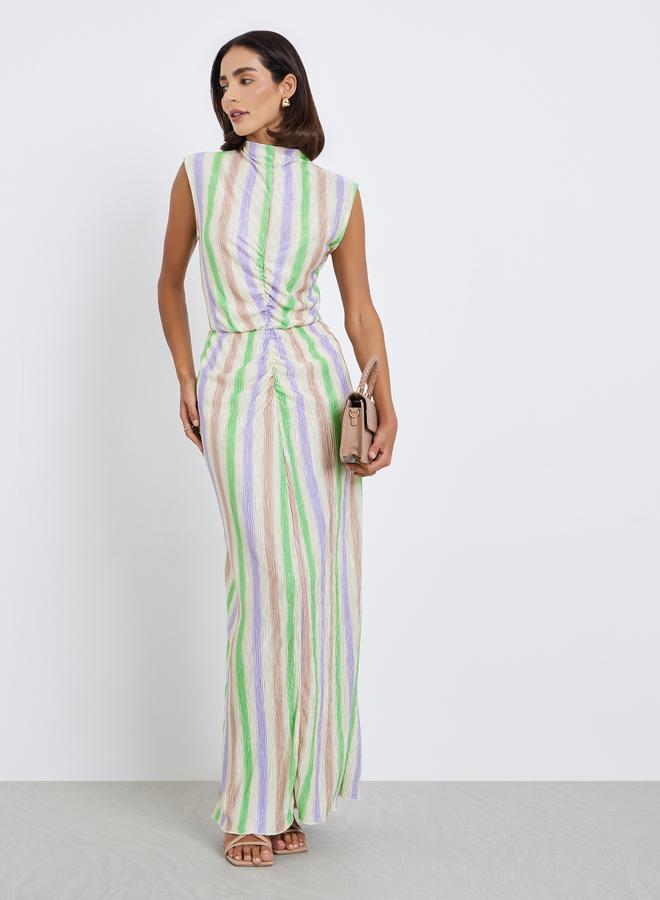 Styli Women Sleeveless Striped Maxi Dress - Image 1